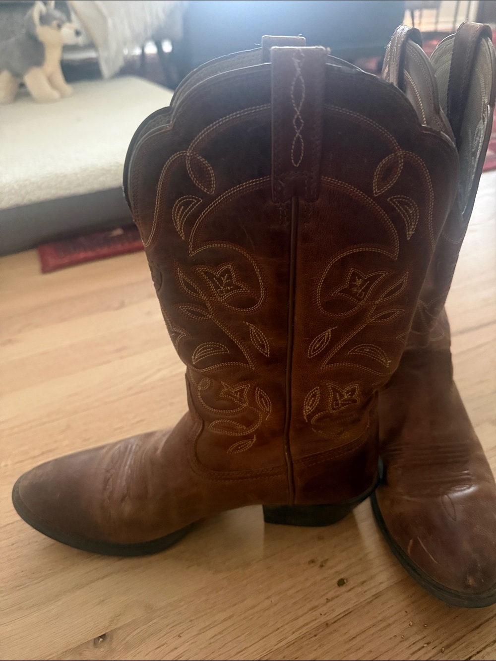 Ariat Brown Leather Western Heeled Boots - Picture 2 of 4